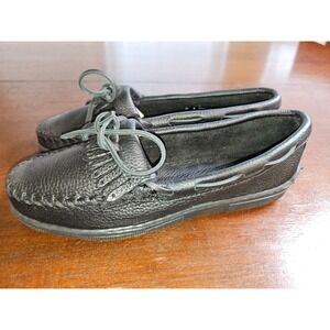 Minnetonka Womens Moosehide Classic Moccasin 399 Size 8 Black New